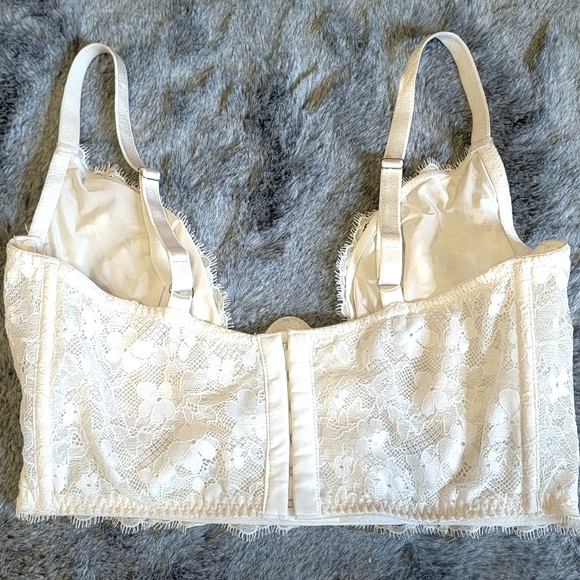 Victoria's Secret Dream Angels 34D Ivory Floral Lace Longline Bra - Picture 3 of 8